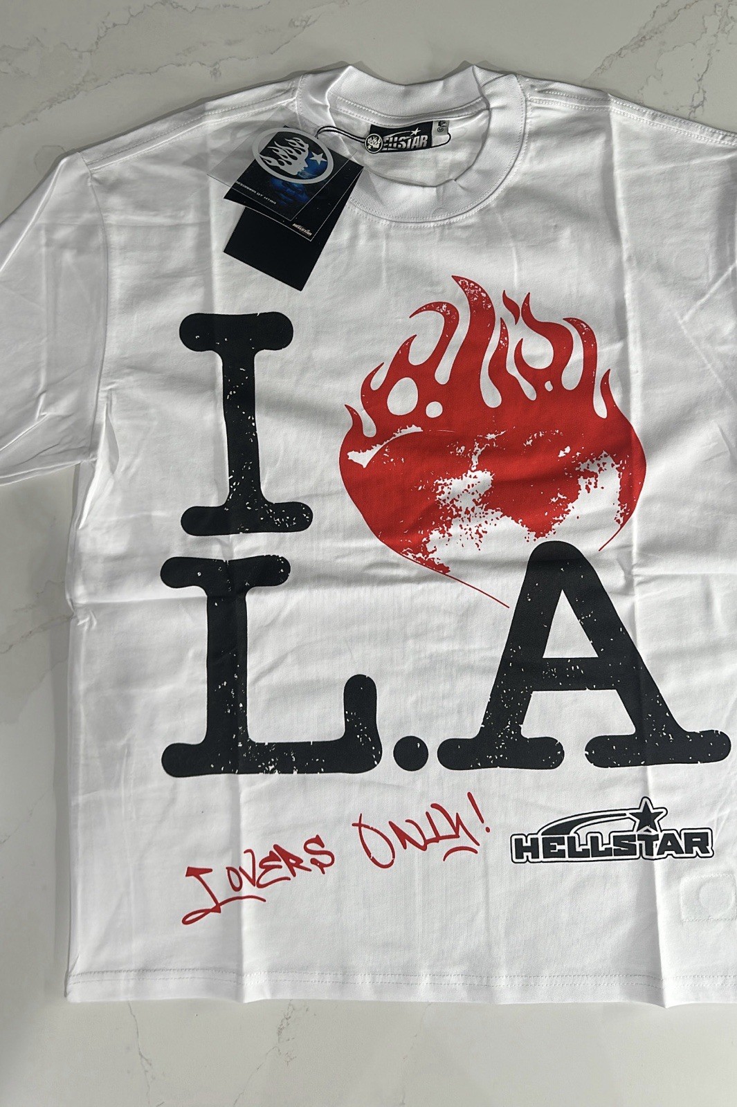 Hellstar Men\'s T-Shirt Size M with NFC Scanning and Glitter Letter