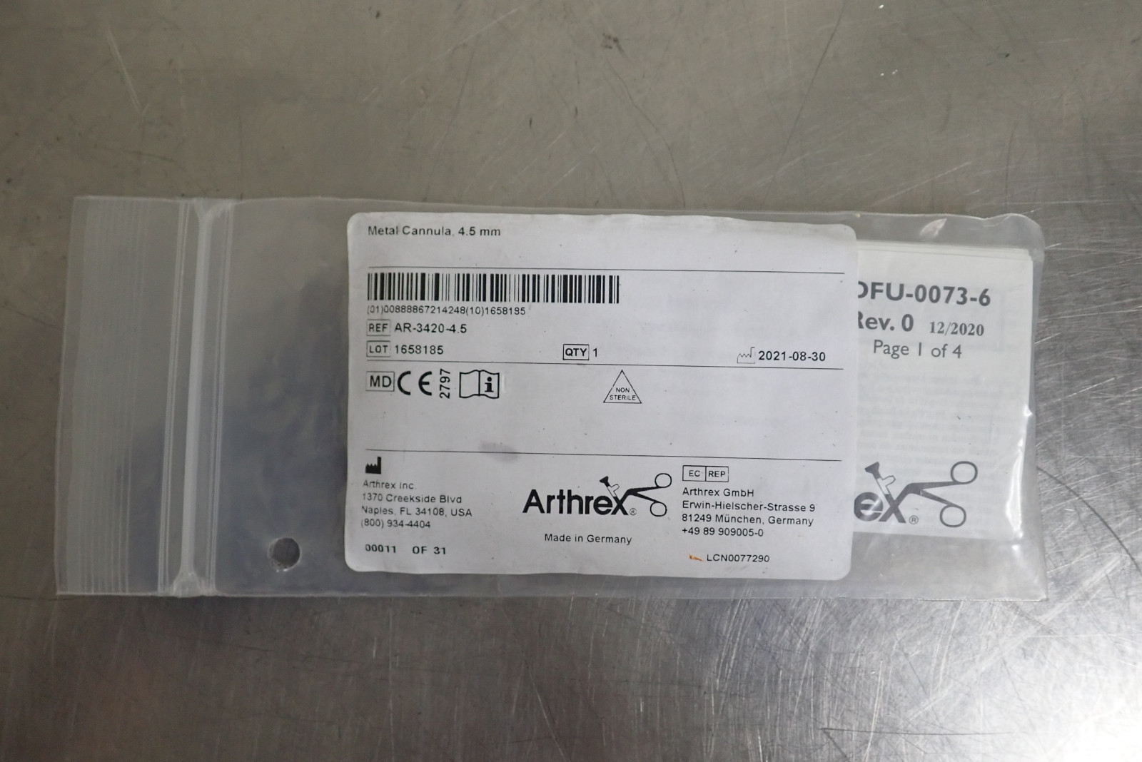 Arthrex AR-3420-4.5 Metal Instrument 4.5 mm - NEW