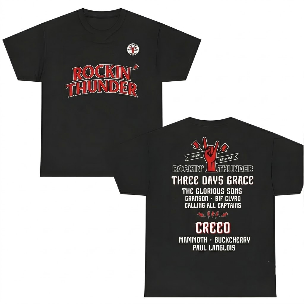 Rockin Thunder Festival 2026 Line Up Two Sided Unisex T-Shirt CB1152