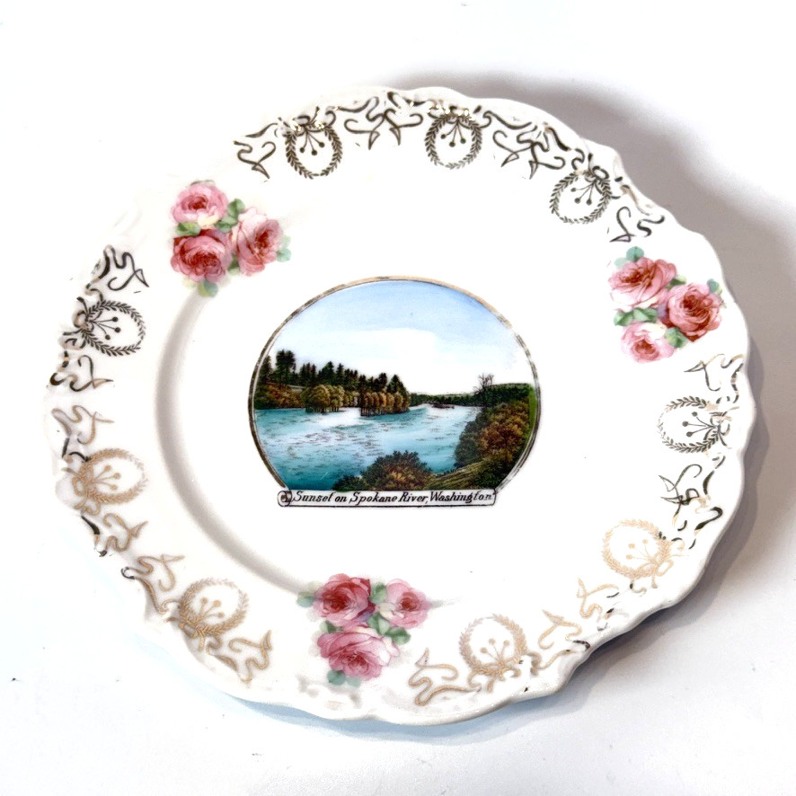 SPOKANE RIVER WA WASHINGTON Antique Souvenir RARE China Dish Plate SPOKANE RIVER WA WASHINGTON Antique Souvenir RARE China Dish Plate
