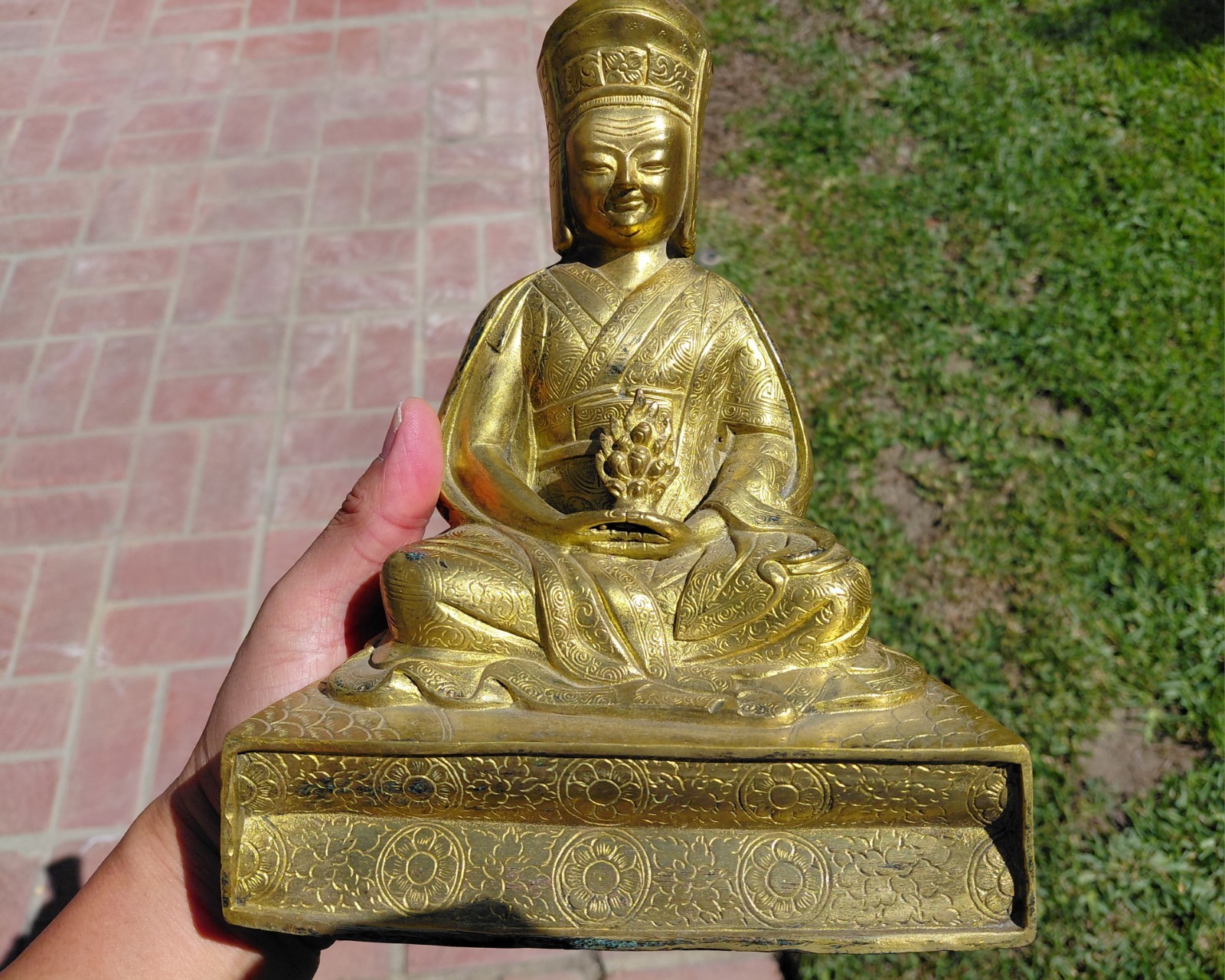 ⭕️Museum Quality 19th Century Sino Tibet Gilt Bronze LAMA Gampopa