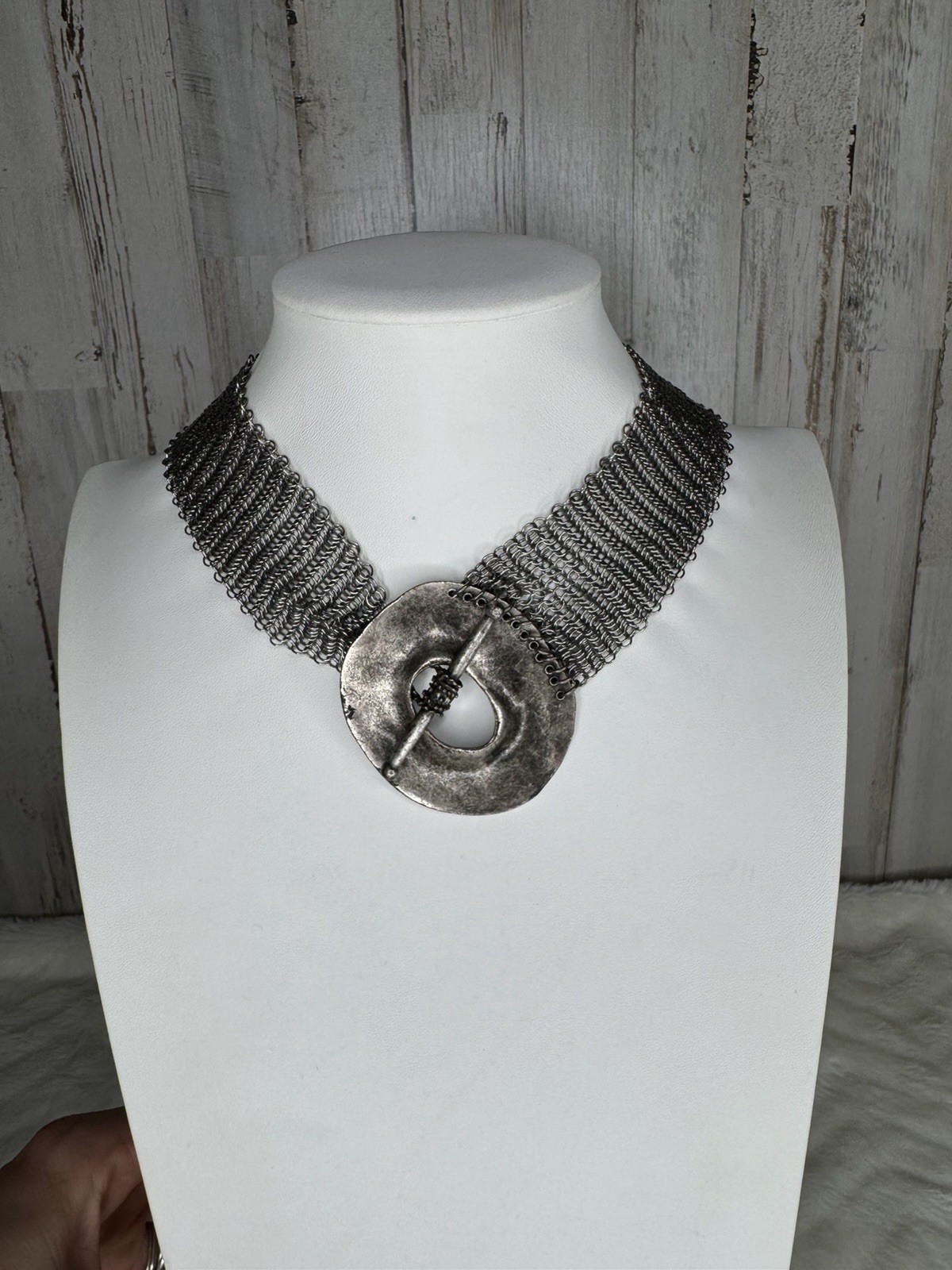 Anthony Ferrara Signed Vintage Necklace Abstract Mesh Chain Mail