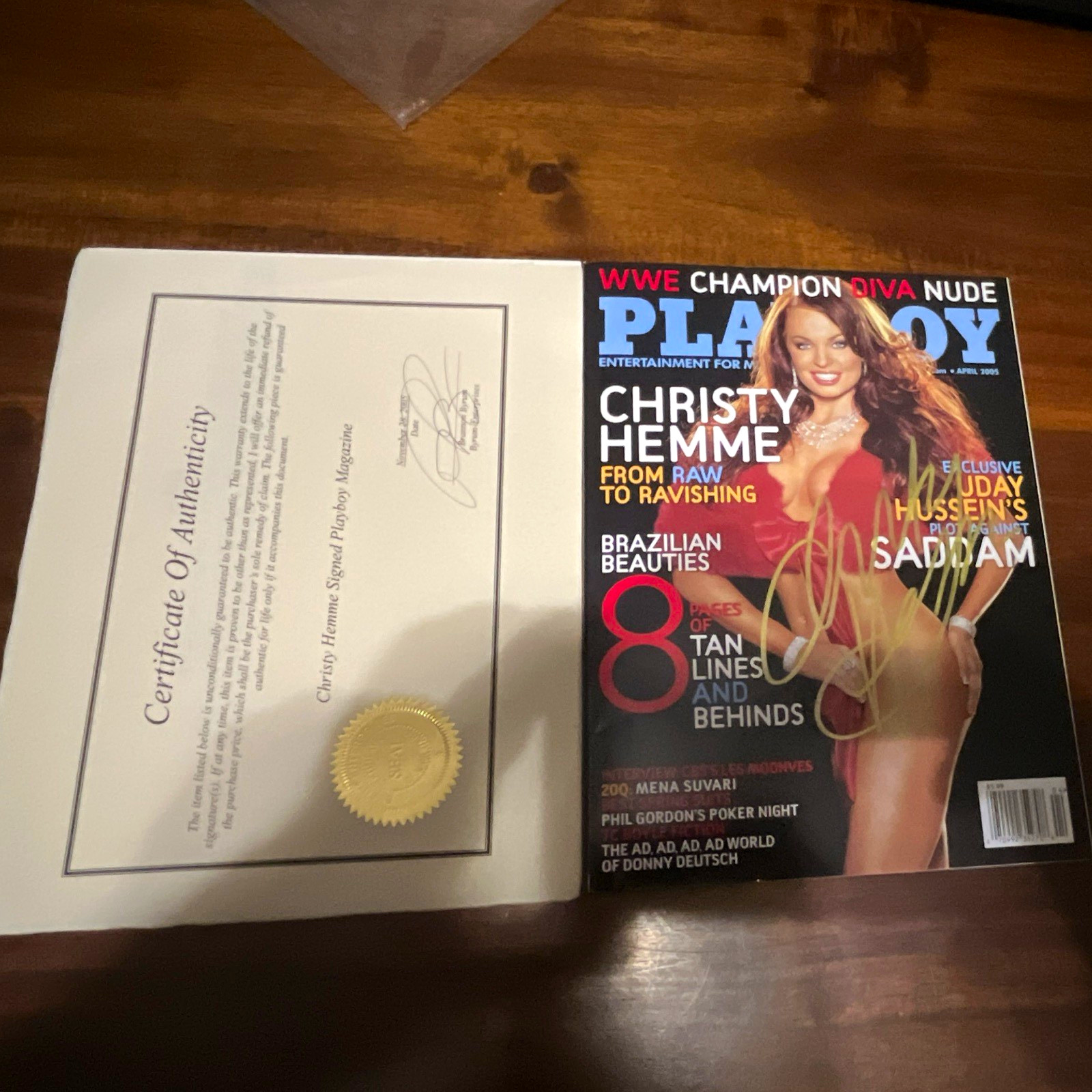 Playboy April 2005 Christy Hemme Signed Magazine w/ COA Certificate Included