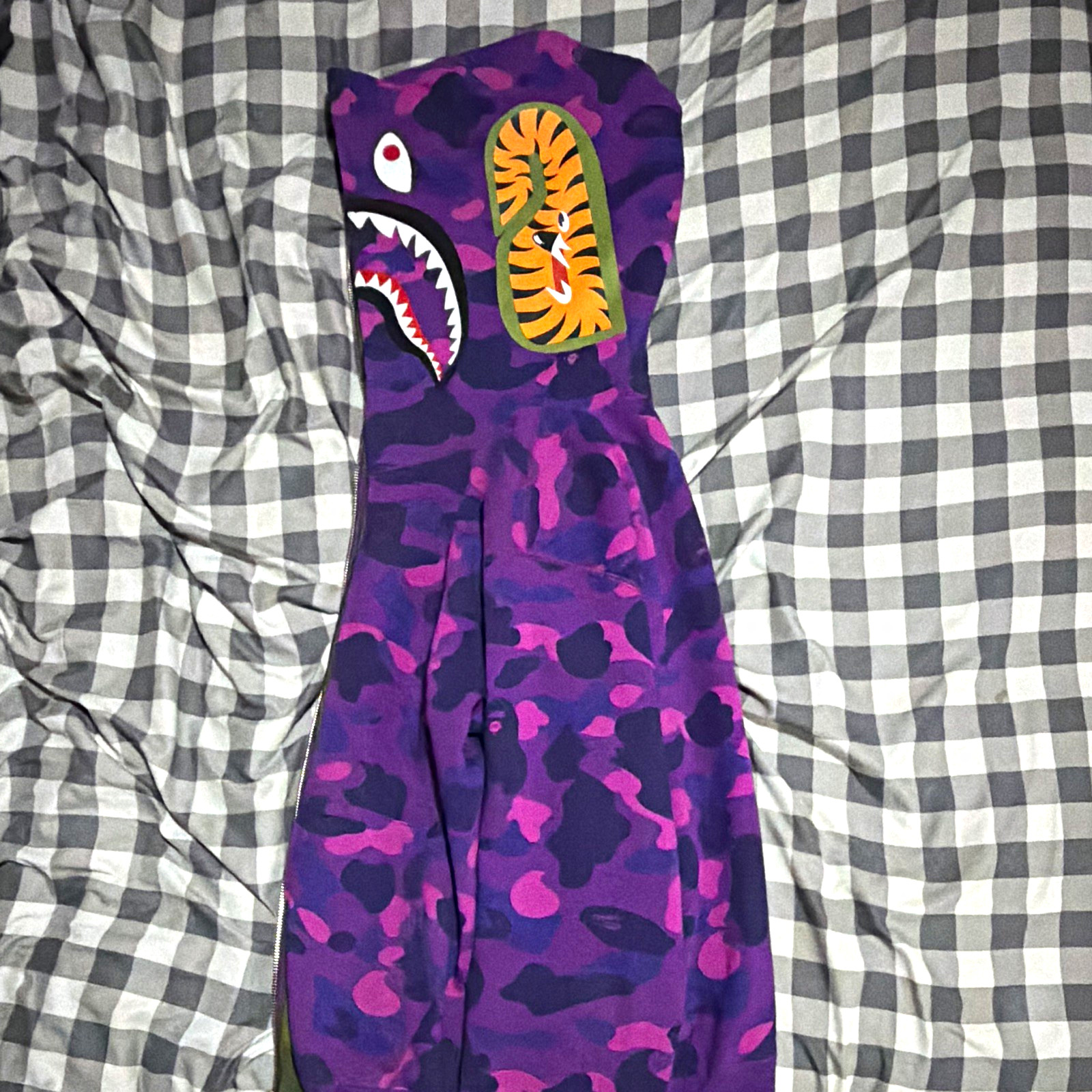 A Bathing Ape BAPE Shark Camo Full Zip Fleece Hoodie Men’s M Multicolor