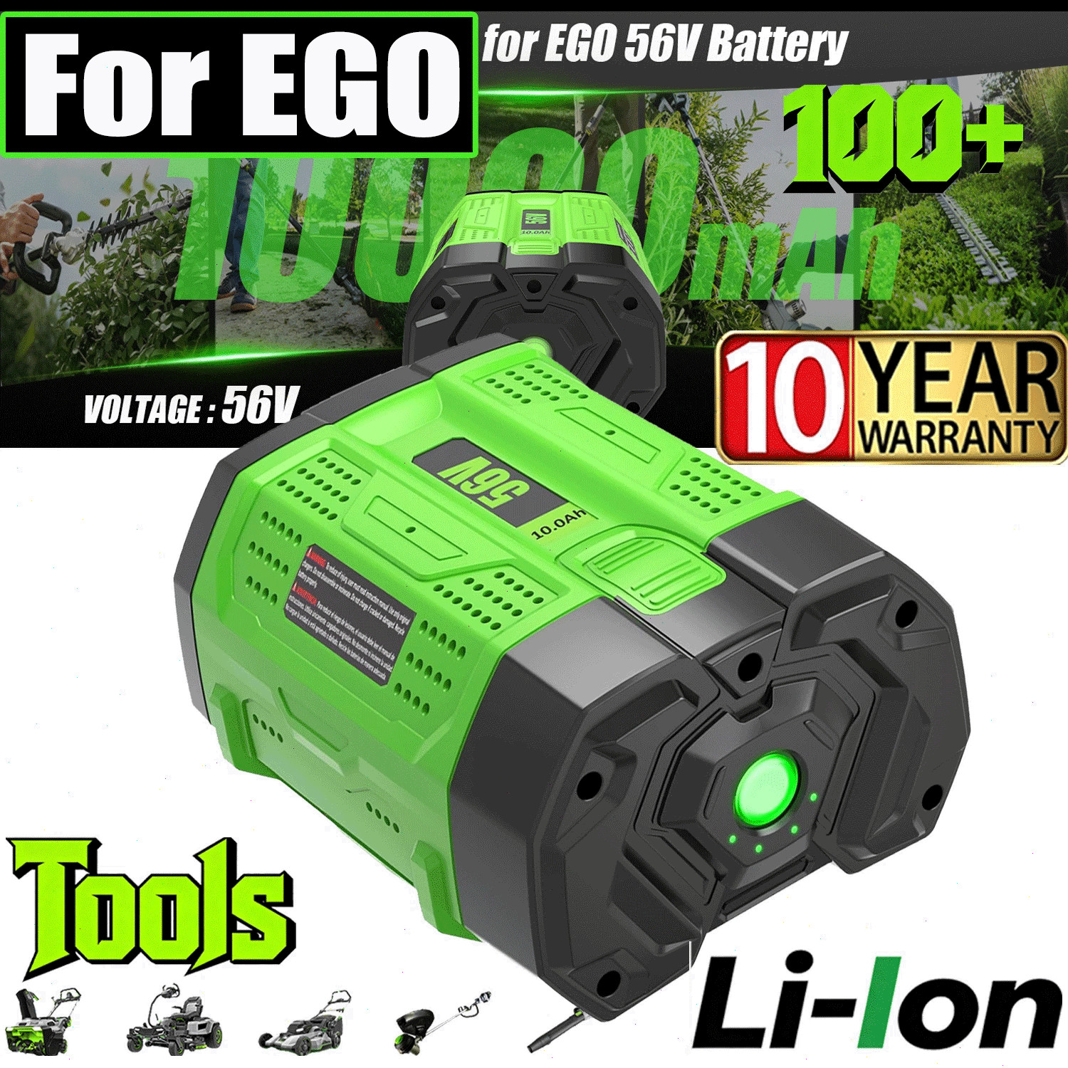 1/2Pack For replace EGO 56V Li-ion Battery 10.0Ah BA1400T BA4200 BA2800 ST1502LB