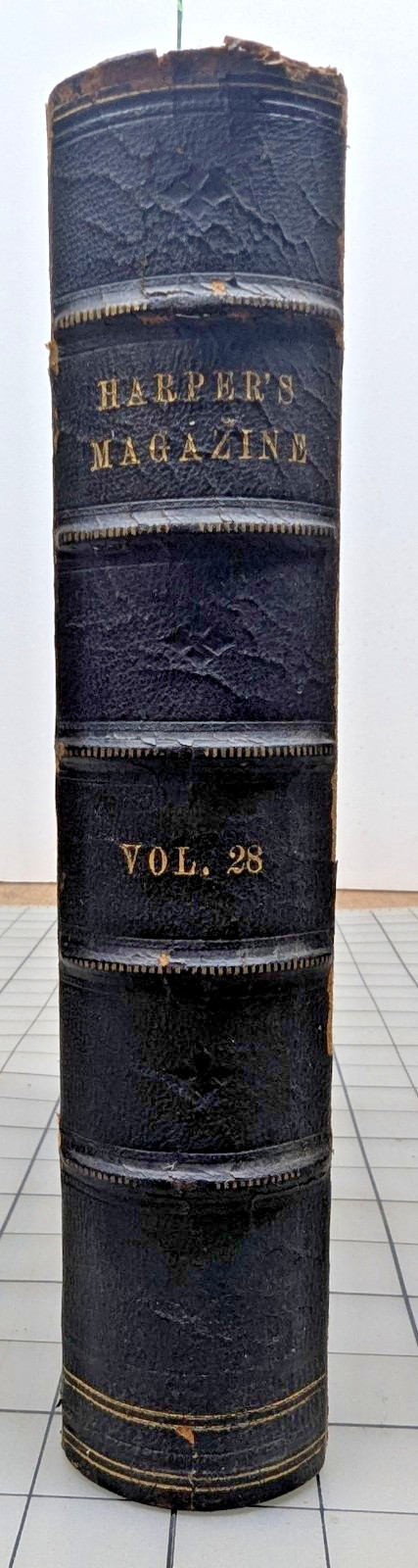 Harper’s Monthly Magazine, Bound, Vol. 28 Dec-May 1864, Leather Spine, Civil War