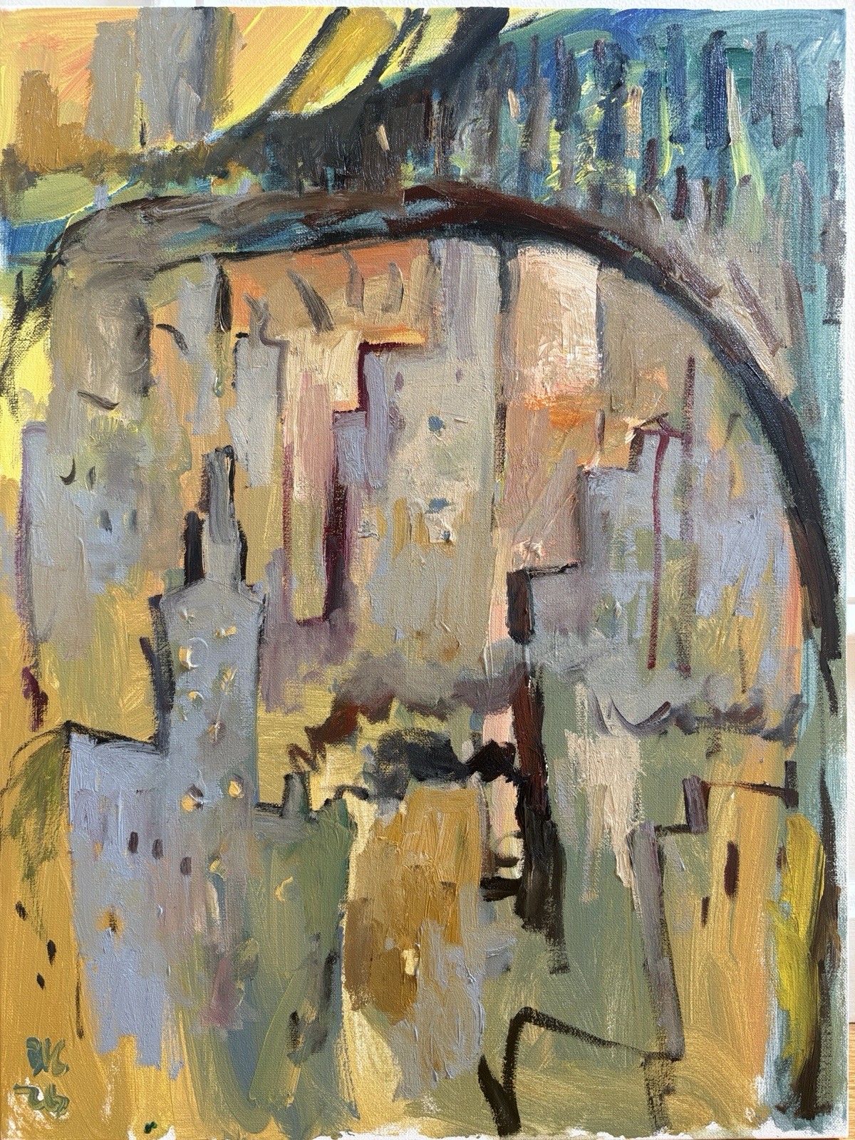 New York City Abstract Oil Painting 18”x24” Sunset Fauvism Original Signed