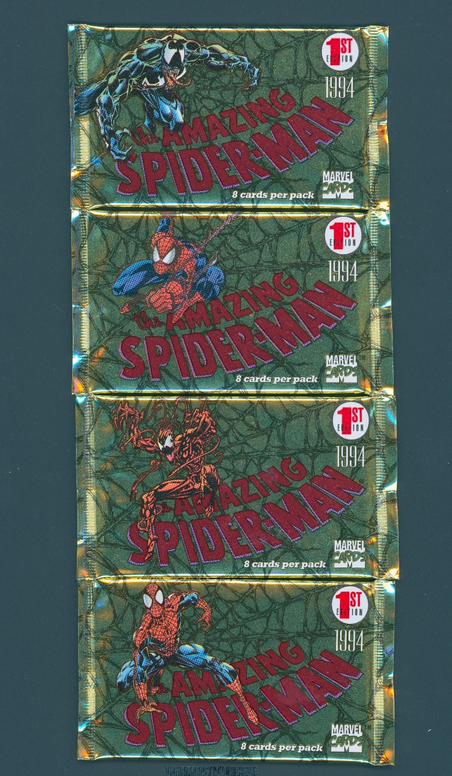 1994 Marvel Fleer Spiderman First Edition 8 Card Pack - (1) Factory Sealed Pack 1994 Marvel Fleer Spiderman First Edition 8 Card Pack - (1) Factory Sealed Pack