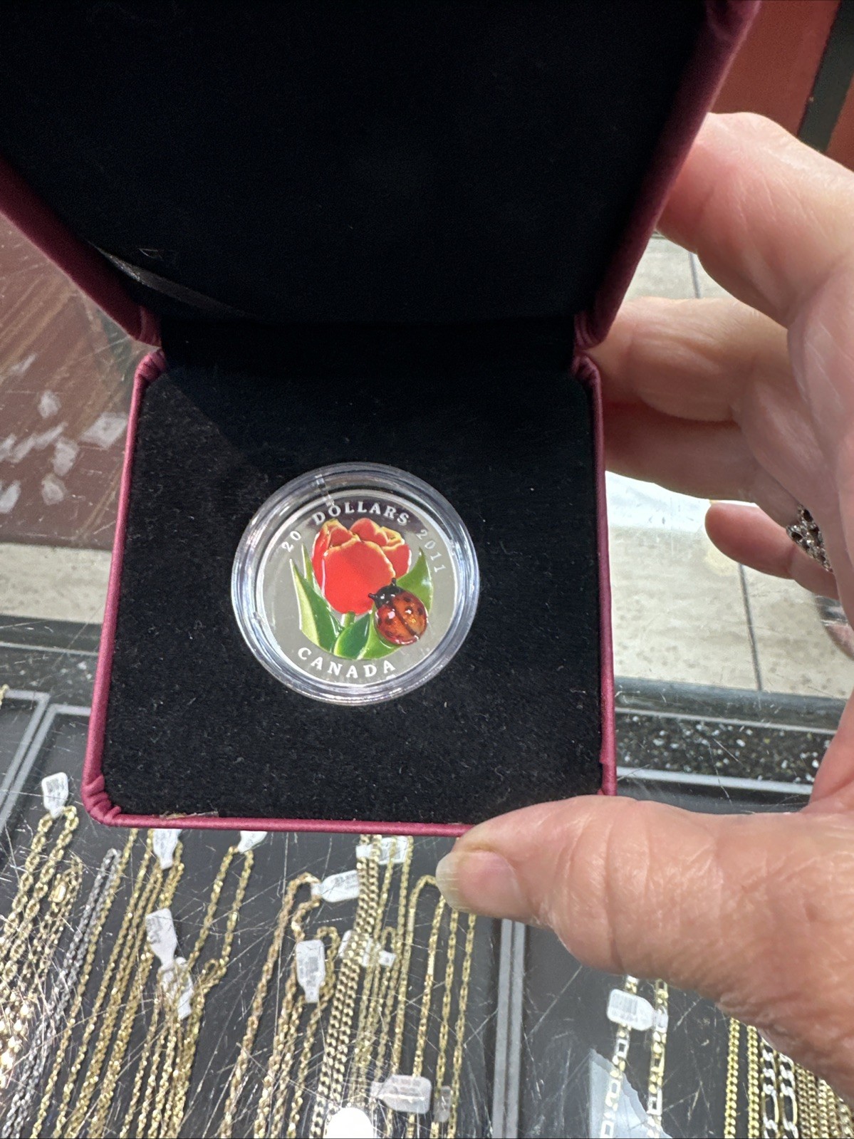 2011 Canada 1st Series $20 Fine Silver Coin Tulip With Glass Ladybug 1732/5000