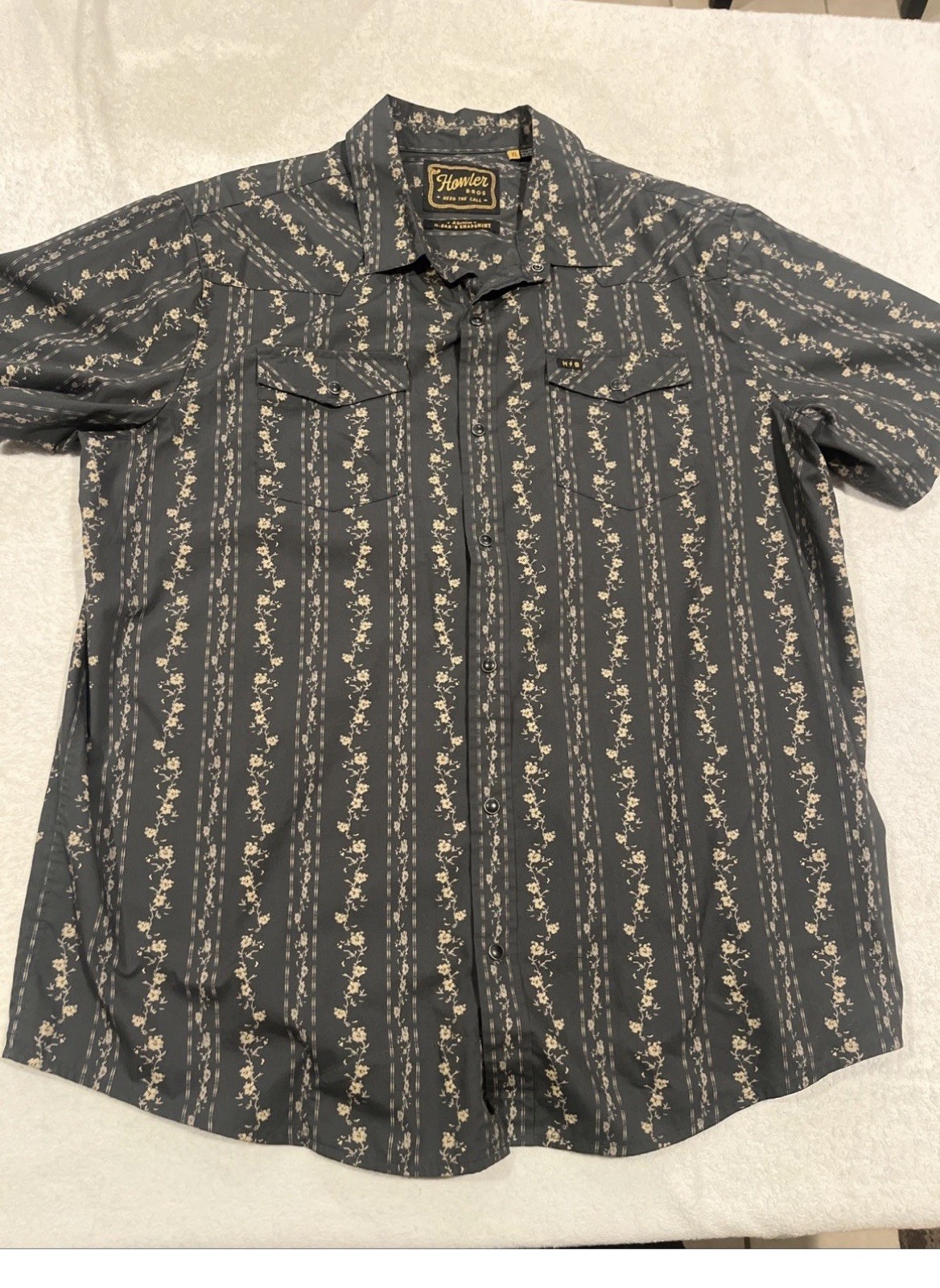 Howler Bros H Bar Pearl Snap Roses Shirt Men’s XL Western Outdoors 