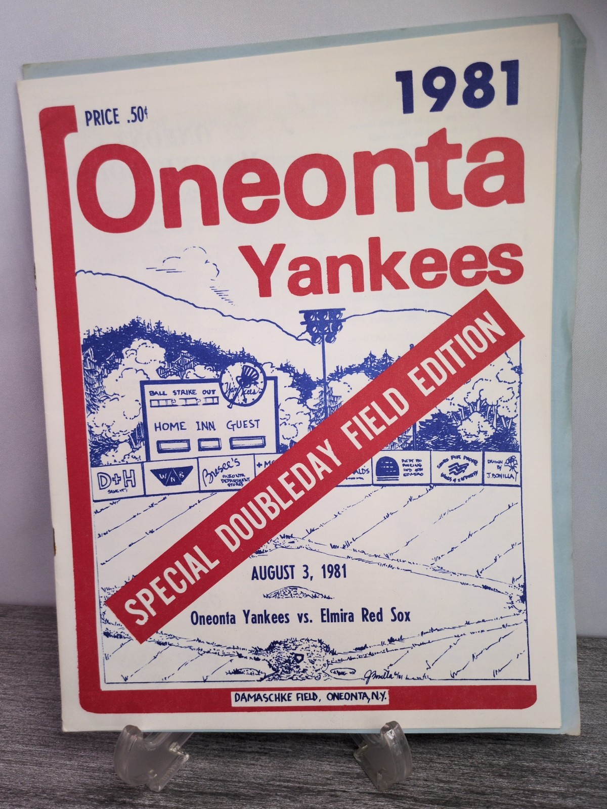 ORIG 1981 ONEONTA YANKEES - PROGRAM / SCORECARD RARE