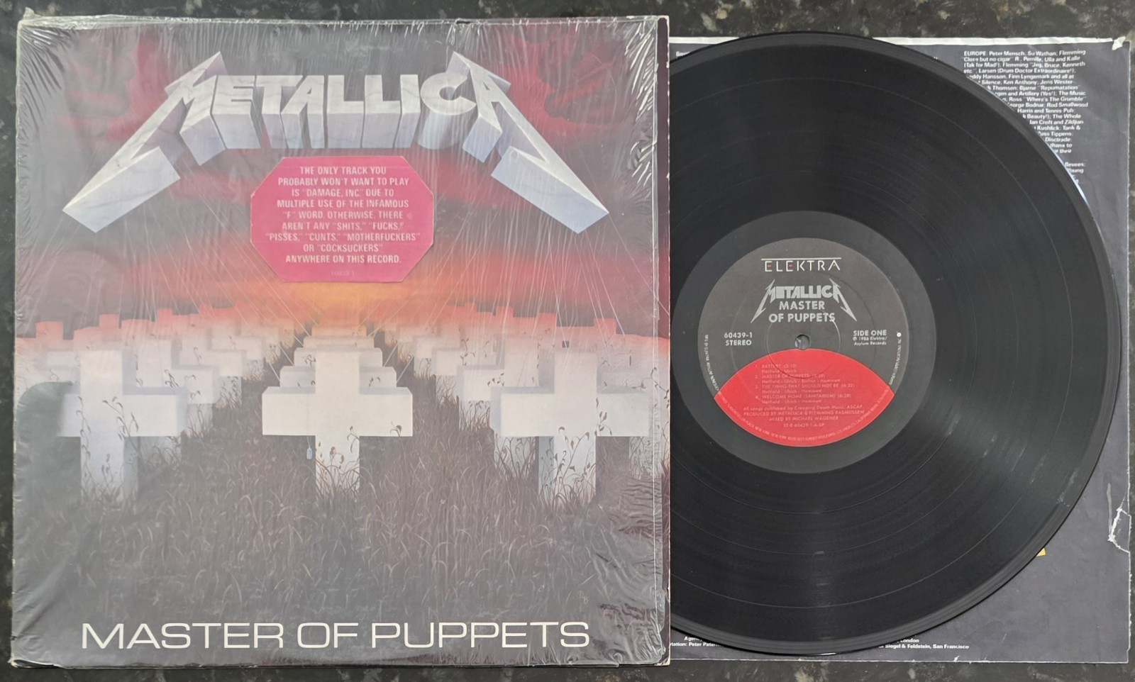Metallica Master Of Puppets 1986 Elektra 60439-1 Vinyl LP Vintage Record Inner 