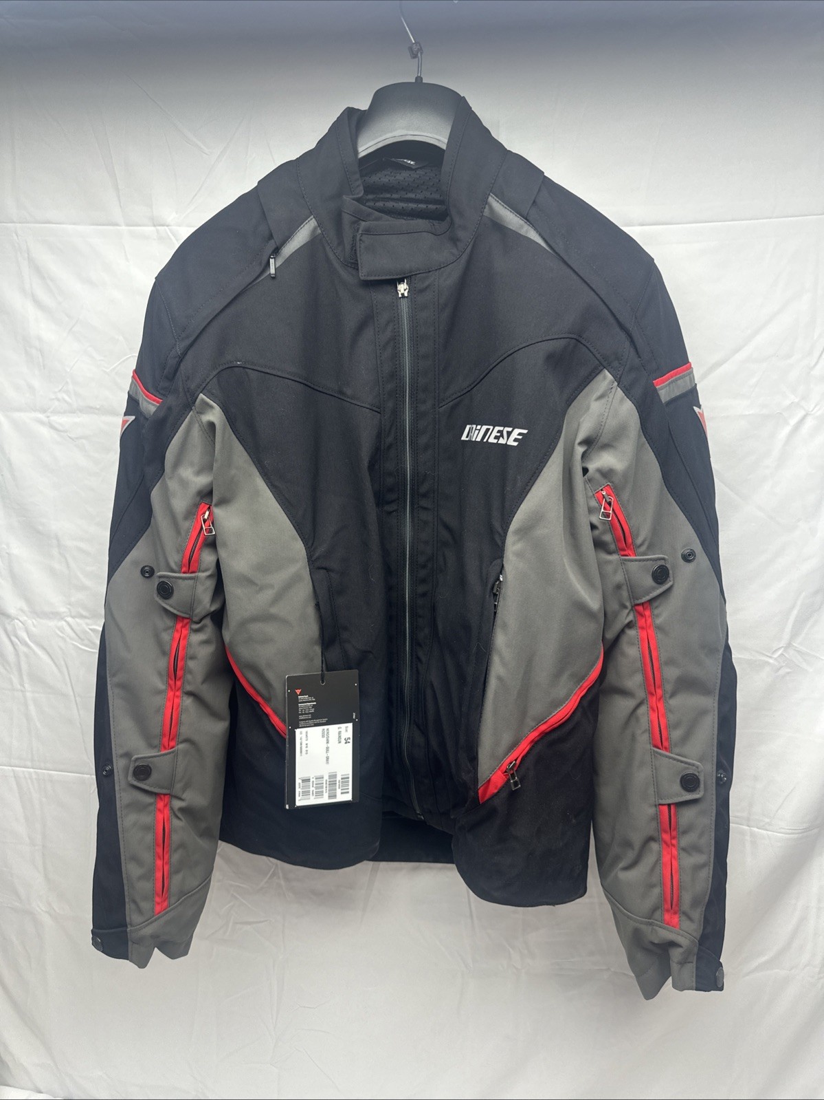 Dainese Touring D-Dry Motorcycle Jacket Nero/Dark-Gull-Gray/Rosso Size 54
