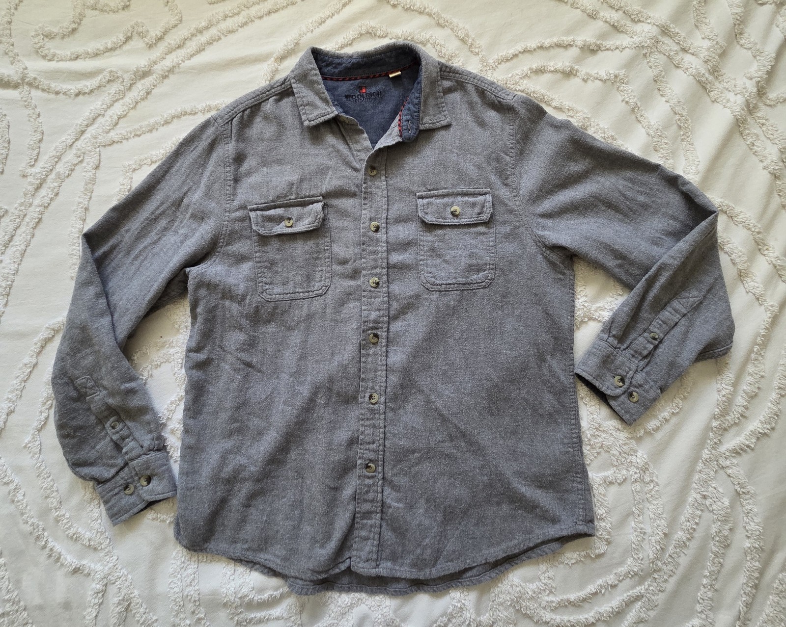 Woolrich Solid Gray Chamois Flannel Shirt - Men\'s Large