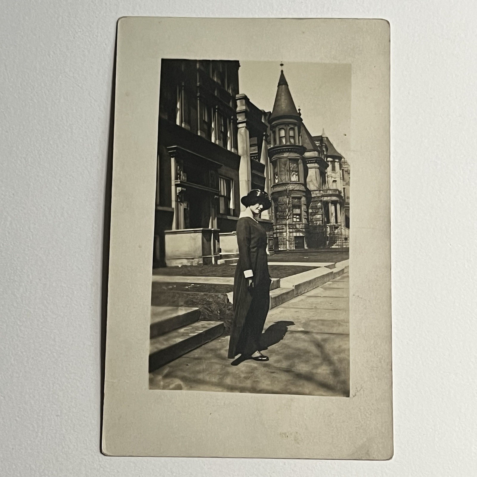 Vintage RPPC Real Photograph Postcard Beautiful Woman Street View Chicago IL