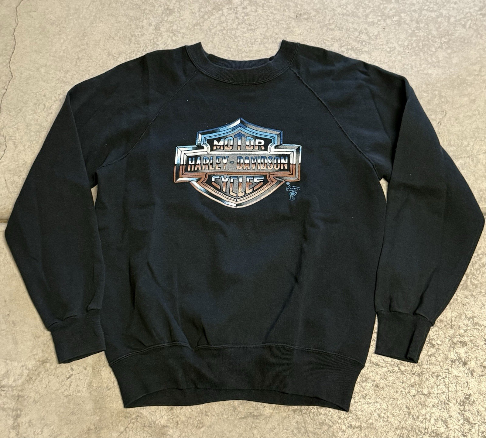 True Vintage 80’s Mens Harley Davidson North Carolina 3D Emblem Biker Crewneck L