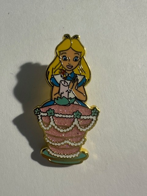 Loungefly Alice with Glittery Pink Cake Chaser Unbirthday 2024 Disney Pin B3