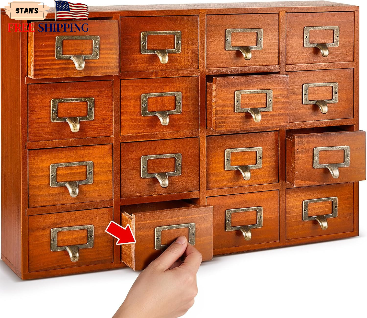 16 Drawers Apothecary Cabinet Library Card Catalog Cabinet Tabletop Vintage Apo