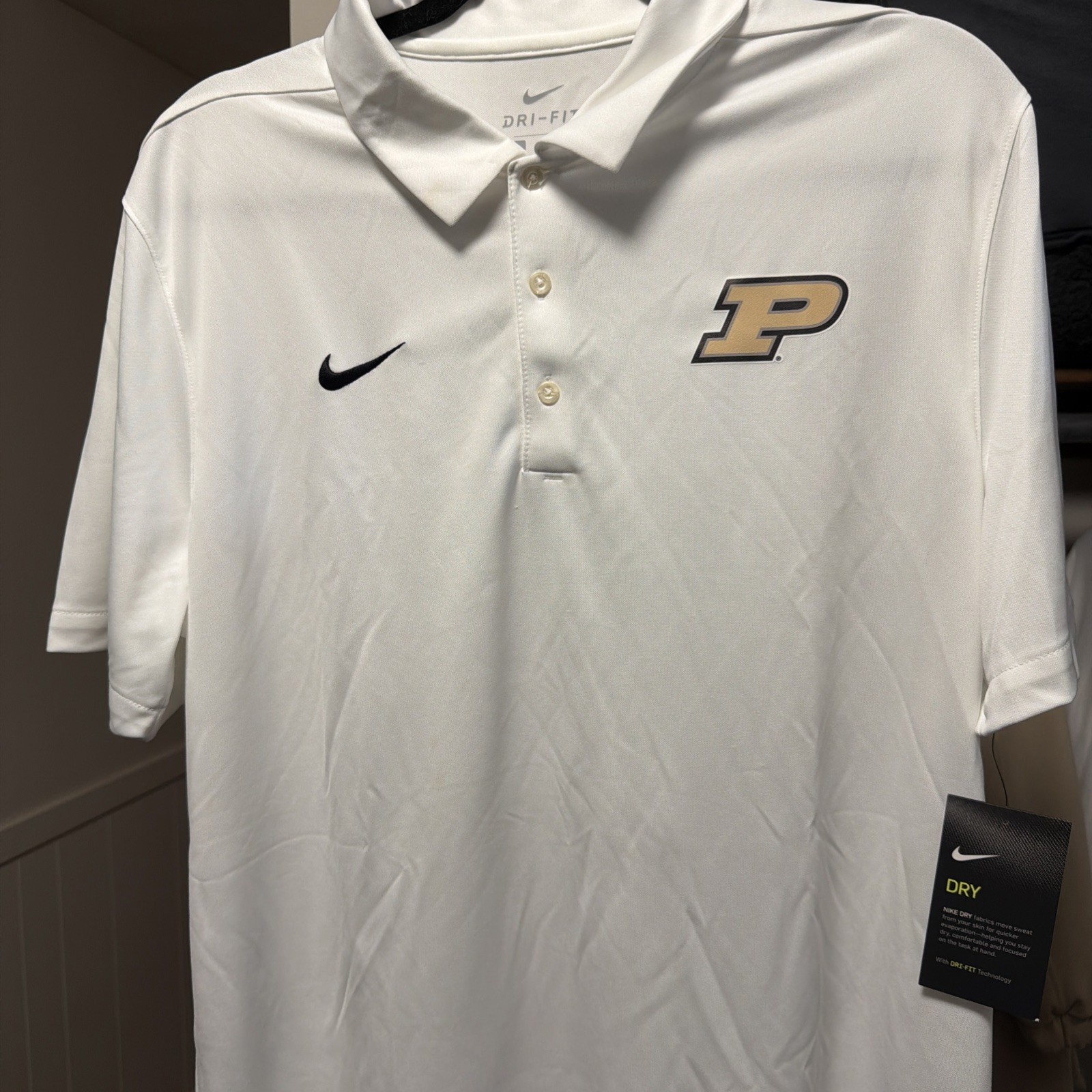 Nike Men's Large Purdue Boilermakers Dri-Fit Golf Polo Shirt SEE DESCRIPTION