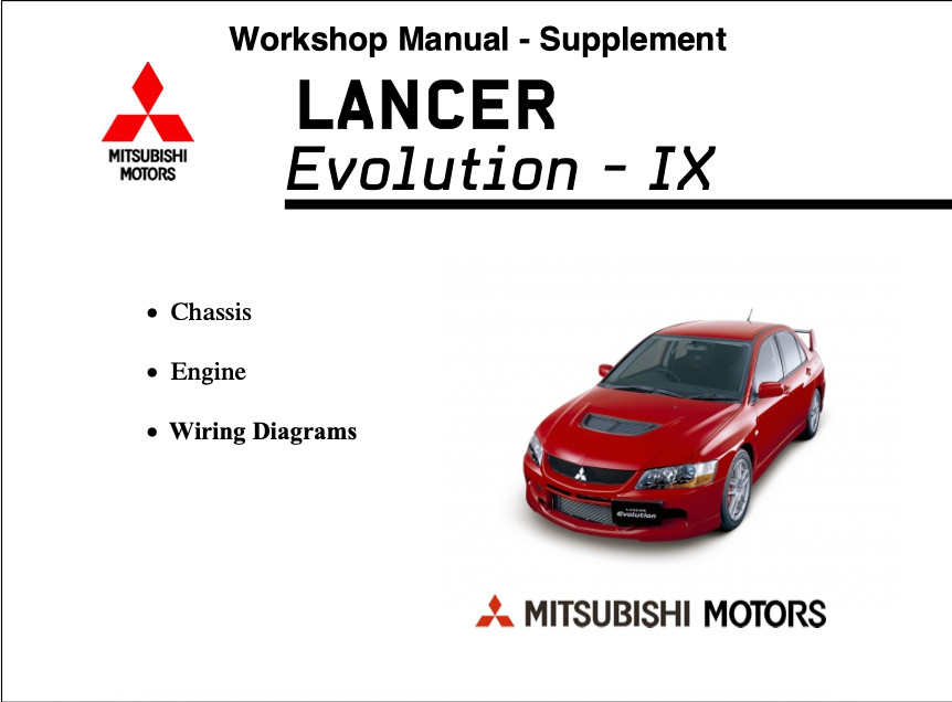 2006-07 Mitsubishi Lancer Evolution IX 9 Shop Service Repair Manual PRINTED 2006-07 Mitsubishi Lancer Evolution IX 9 Shop Service Repair Manual PRINTED