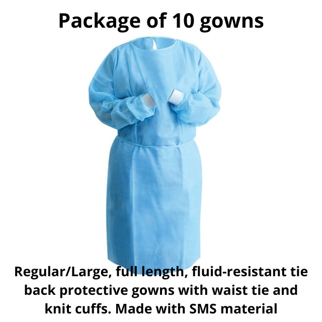 UP TO 100 Blue Disposable Isolation Gowns, Dental & Medical Use, Lightweight