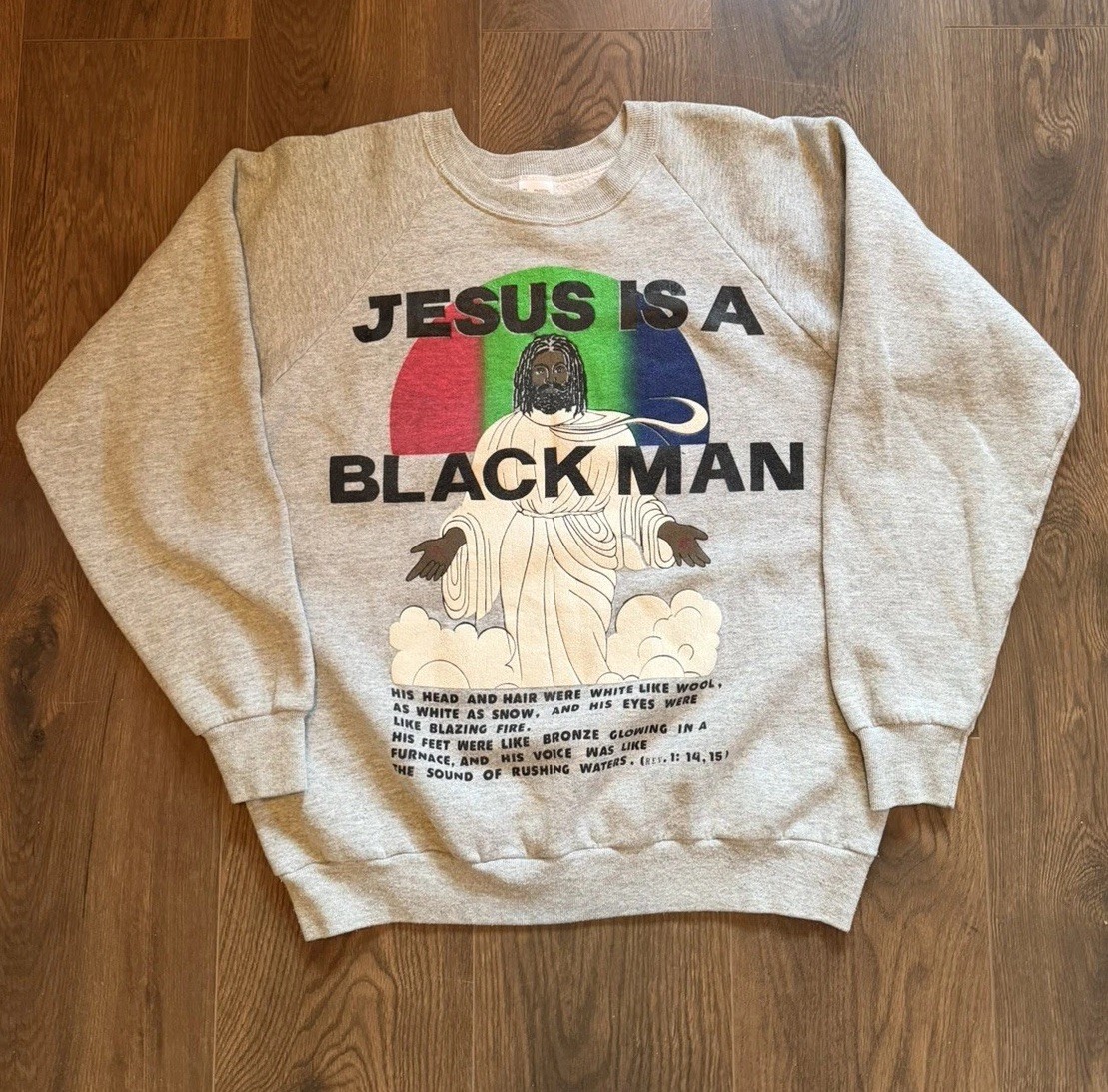 Vintage 80s 90s Jesus Is A Black Man Sweater XL Rare