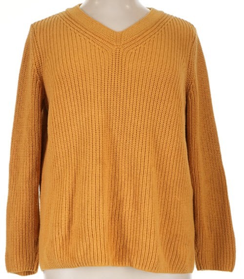 Coldwater Creek V-Neck Yellow Sweater XLP 100% Cotton Very Good Condition