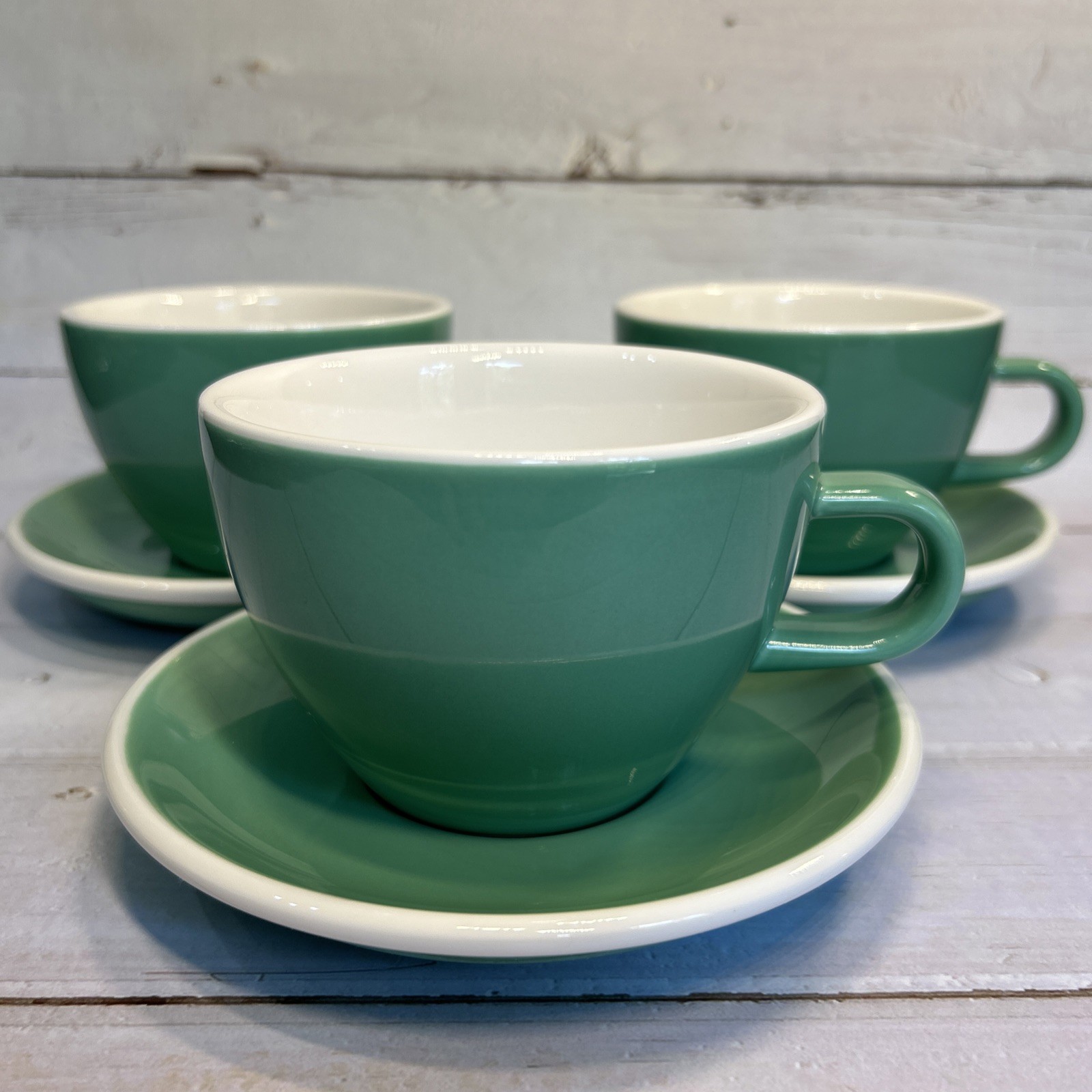 Acme Classic Large (Latte) 3 Cup & Saucer Sets Teal (Feijoa Green) Coffee 280ml Acme Classic Large (Latte) 3 Cup & Saucer Sets Teal (Feijoa Green) Coffee 280ml