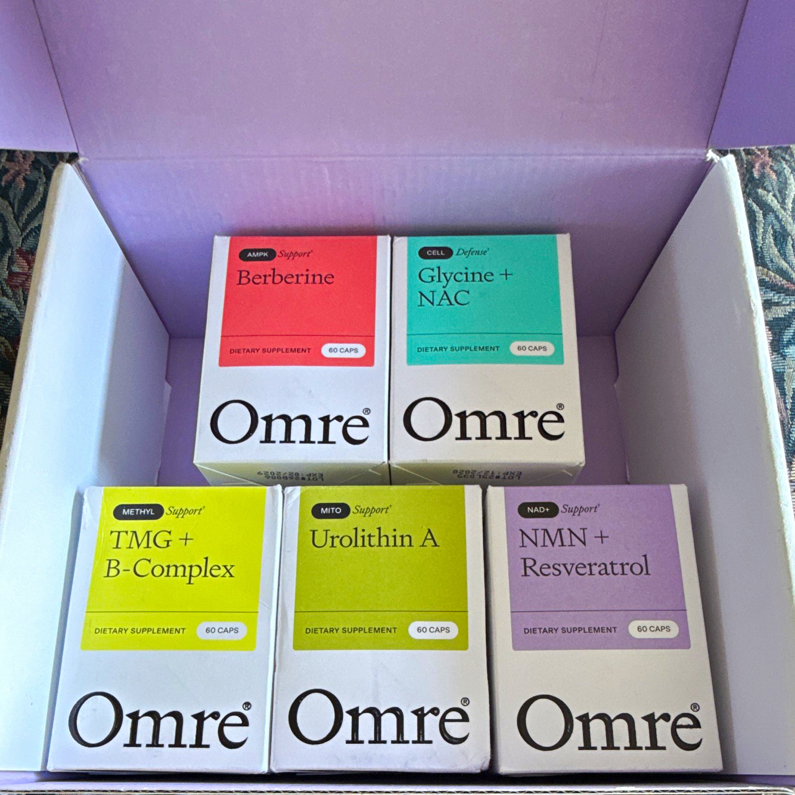 Omre 5 Box Supplement Bundle - Berberine, Glycine, TMG, Urolithin A, NMN Set