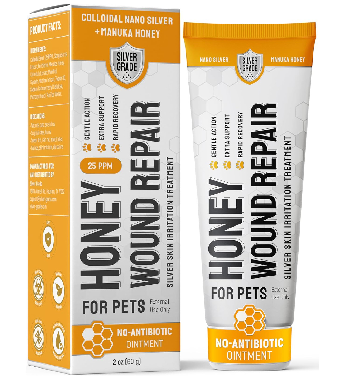 Dog Wound Care with Manuka Honey & Colloidal Silver for Scratches & Skin Irritat