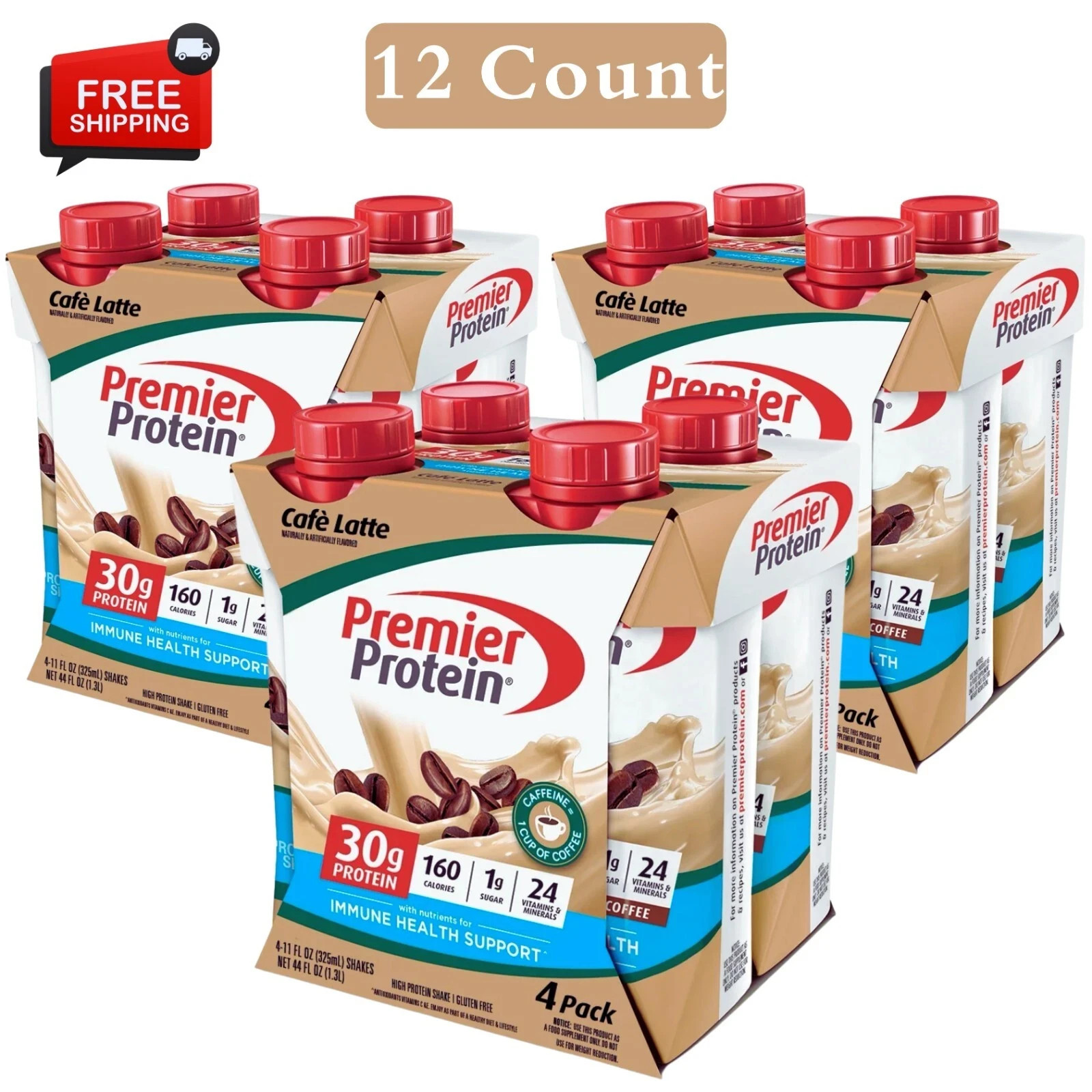 Premier Protein Shake, Café Latte, 30g Protein, 11 Fl Oz, 12 Ct Premier Protein Shake, Café Latte, 30g Protein, 11 Fl Oz, 12 Ct