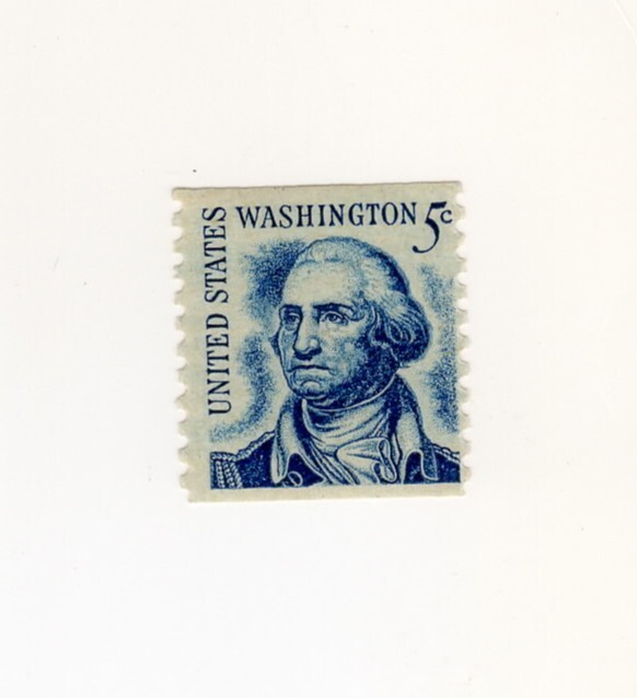Mint Vintage 1967 Blue Dirty Face President George Washington 5 Cent USA Stamp