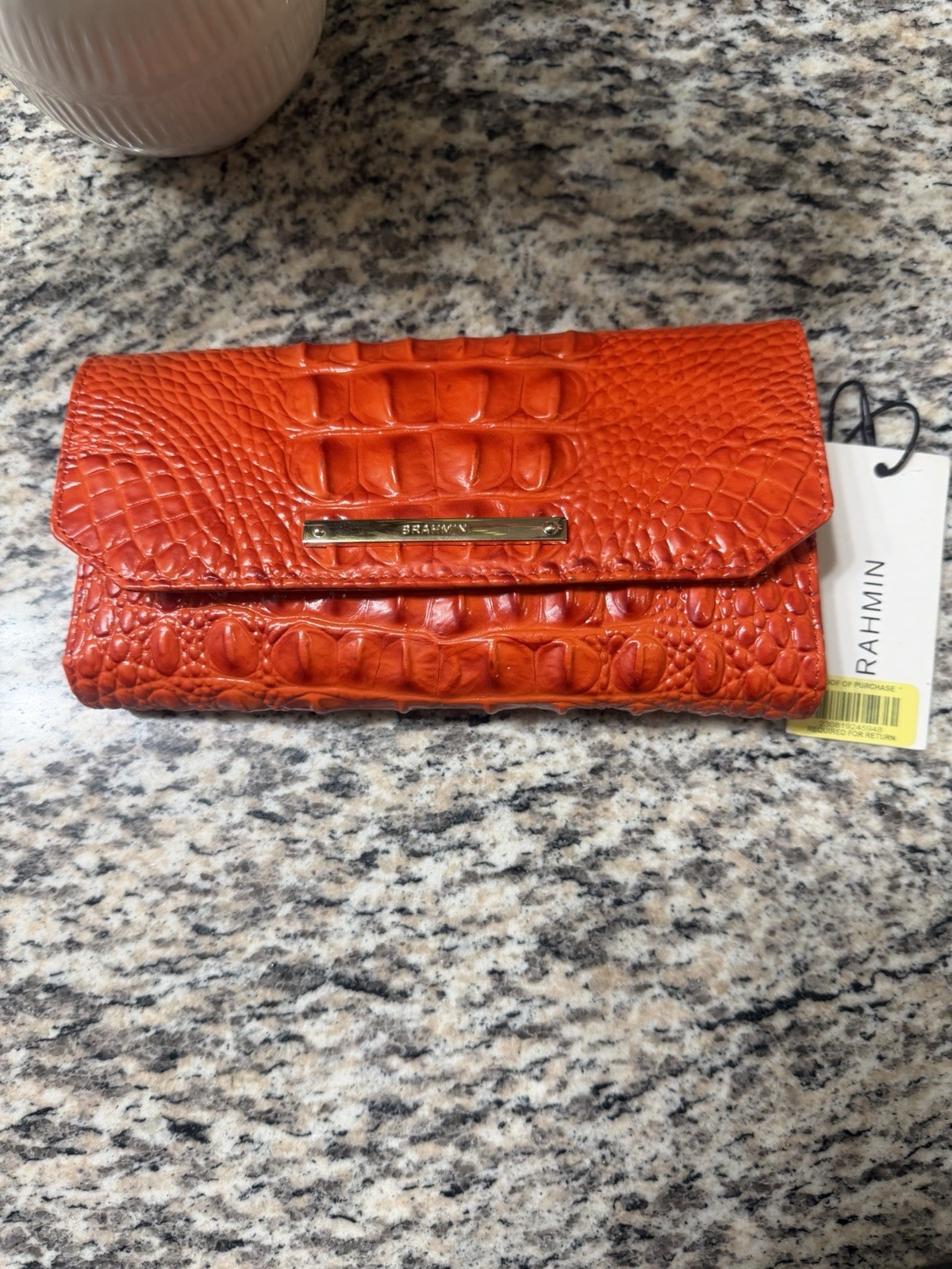 Brahmin Ady Wallet SPICY ORANGE MELBOURNE genuine leather With Pen Brahmin Ady Wallet SPICY ORANGE MELBOURNE genuine leather With Pen