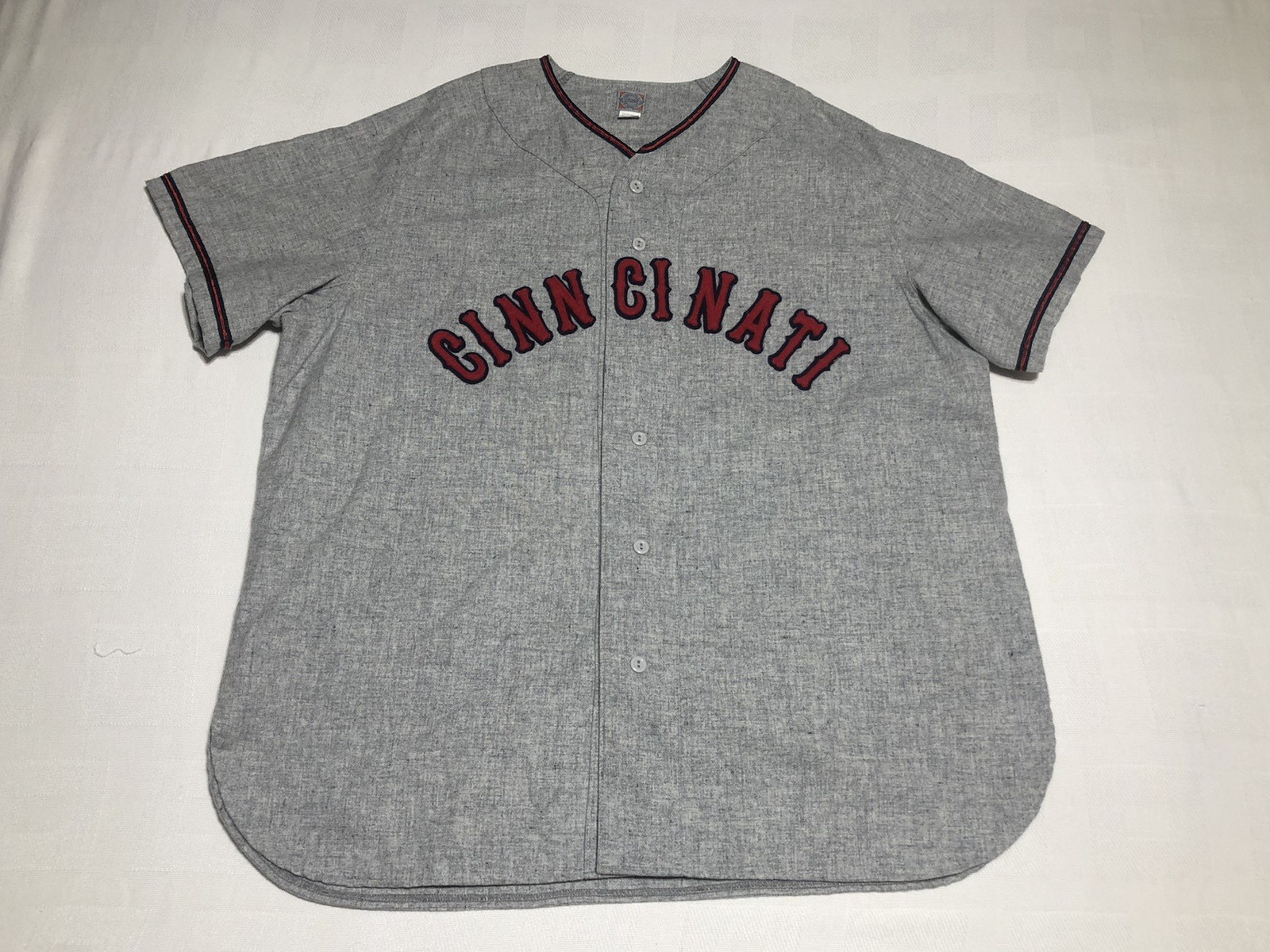 RARE MISSPELLED 1938 Cincinnati Reds Ebbets Field Flannels ERROR Jersey 2XL