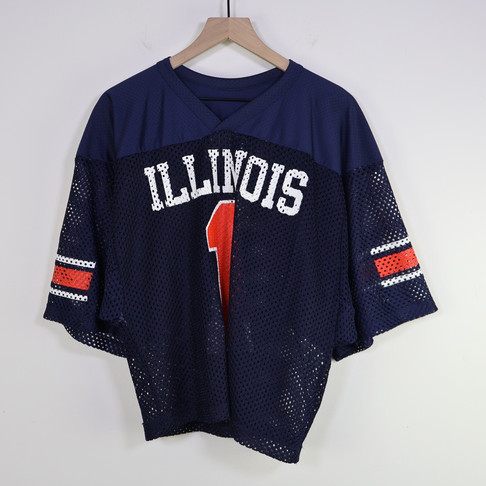 Vintage Illinois Fighting Illini Practice Football Jersey Large Navy Mesh NCAA