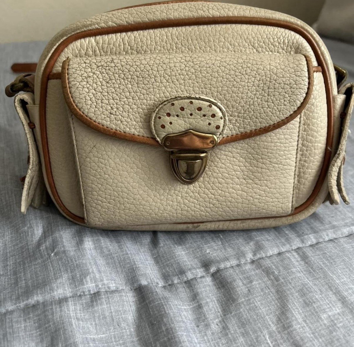 Dooney & Bourke Vintage Brown Beige All-Weather Leather \