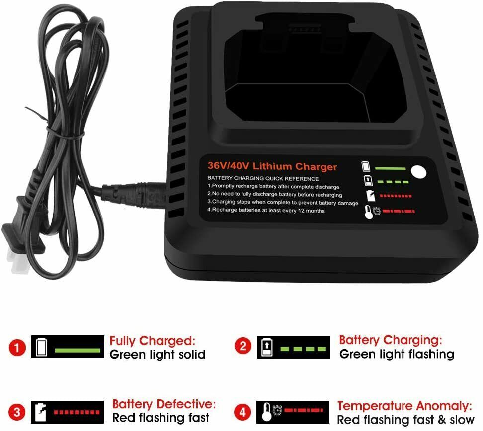 40V 2.0Ah for Black Decker 40 Volt Max Lithium Battery / Charger LBXR36 LBX2040