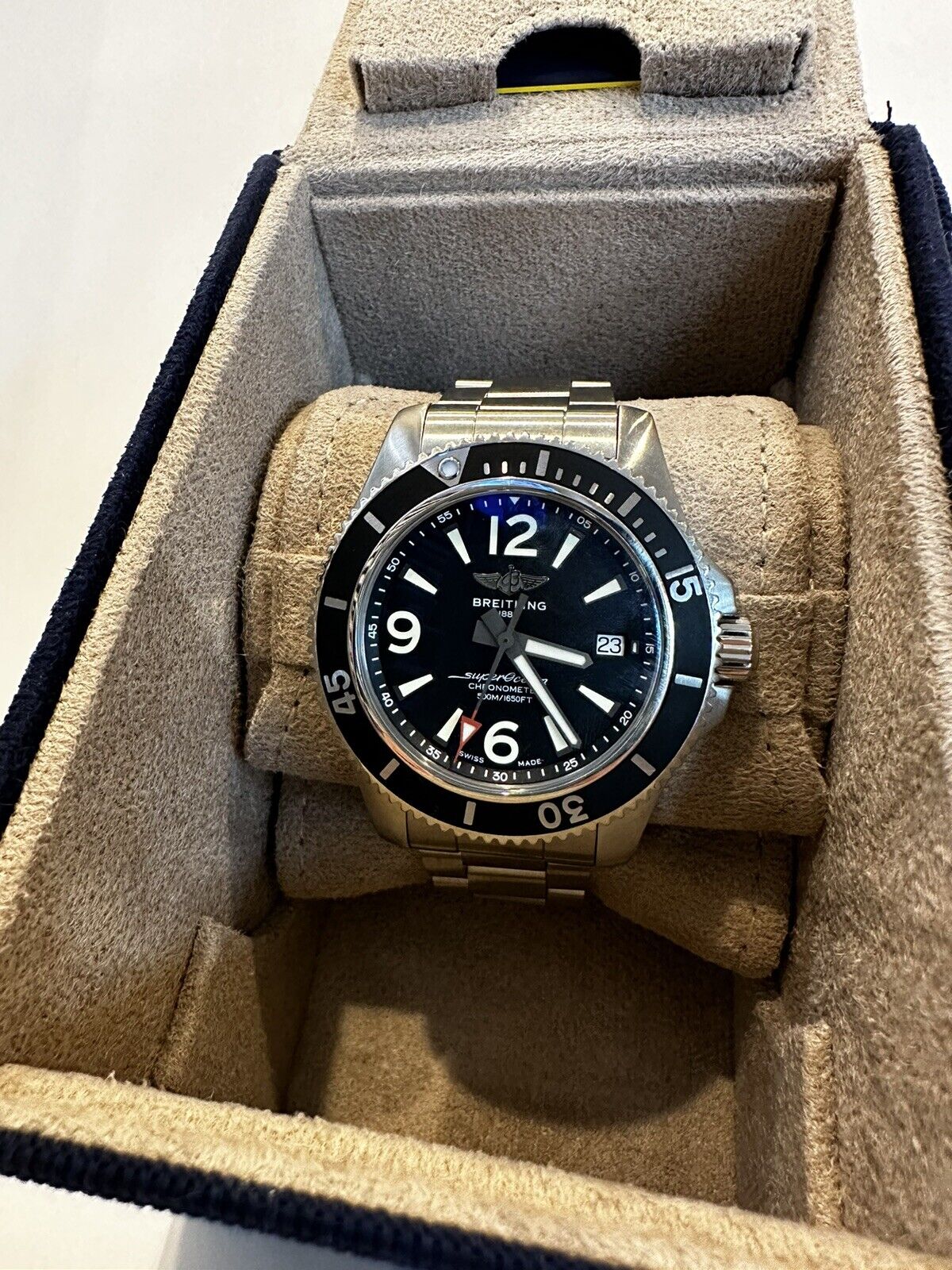 Breitling Superocean Automatic 42mm Black Steel Mens Bracelet Watch A17366021B1A
