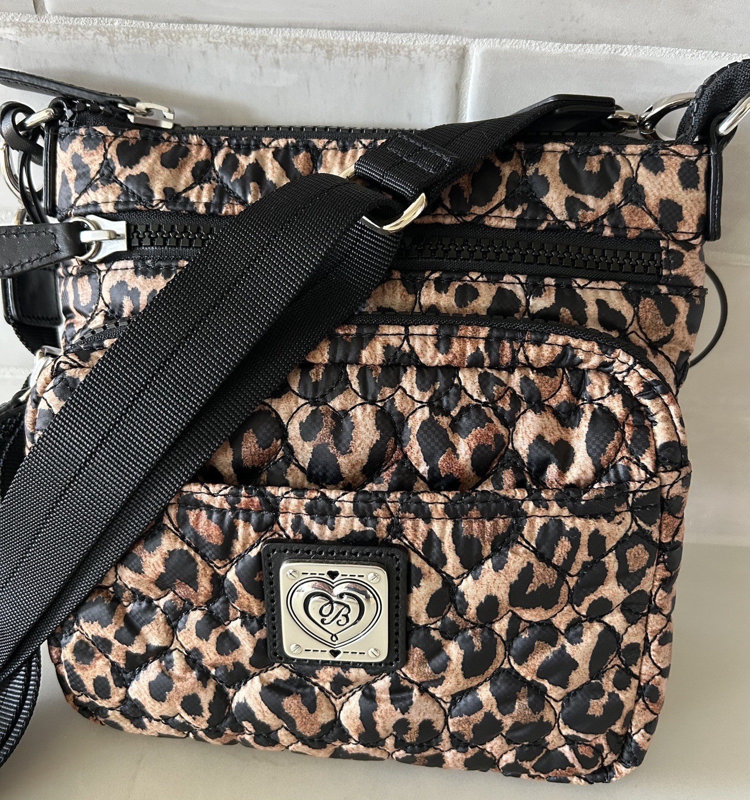 Brighton Kallista Quilted Shoulder Bag ~ Catwalk Leopard NWT 🖤🐆Travel Bestie