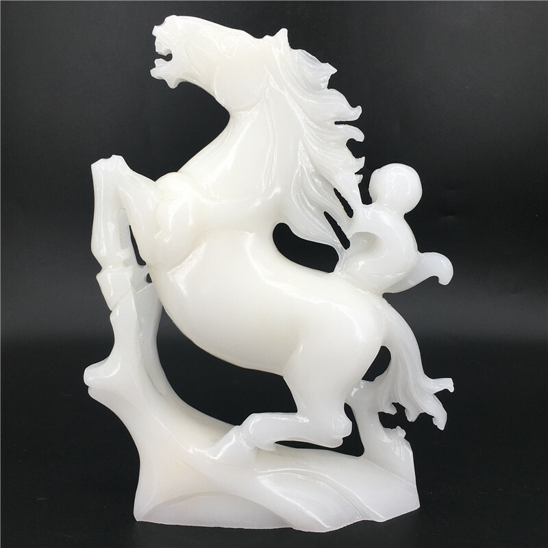 4.46LB Natural white jade horse skull hand carved crystal healing