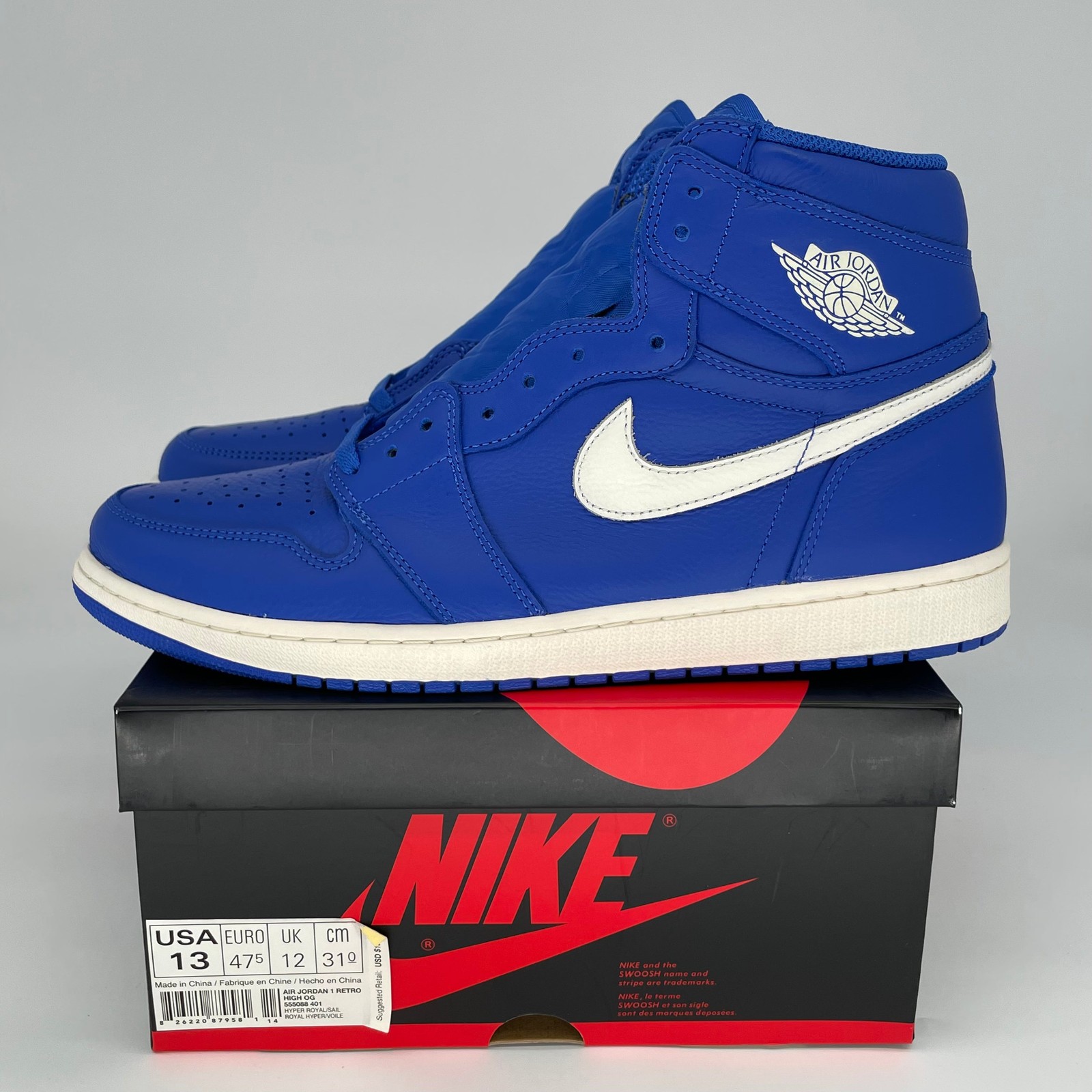 Size 13M/14.5W - Jordan 1 Retro High Hyper Royal 555088-401 Size 13M/14.5W - Jordan 1 Retro High Hyper Royal 555088-401
