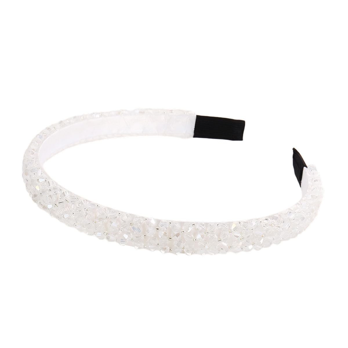 Fashion Sparkle 4 Rows Crystal Rhinestone Headbands Beaded Hair Hoop Band (White