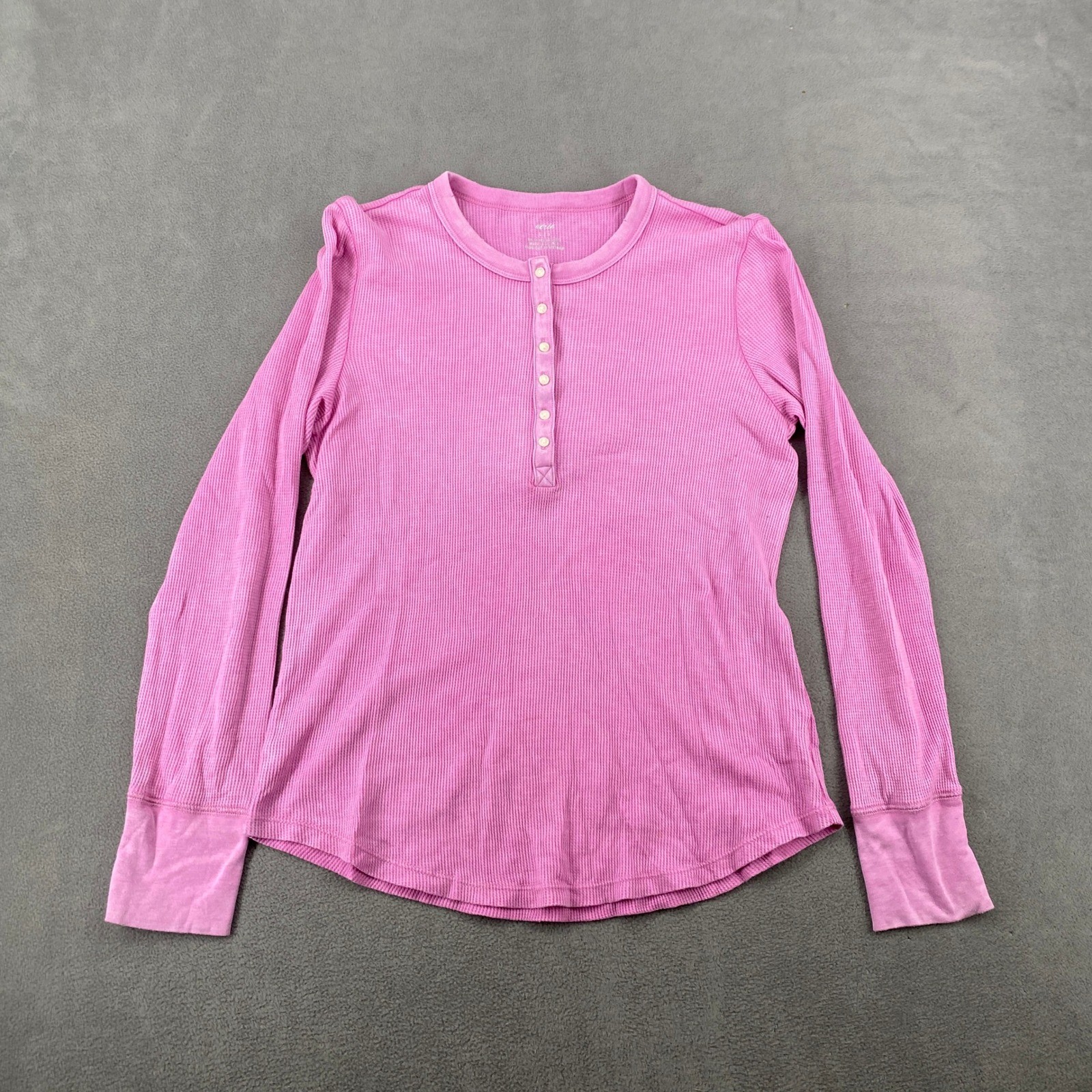 Aerie Womens Pink Waffle Knit Henley Long Sleeve Top Large RN54485