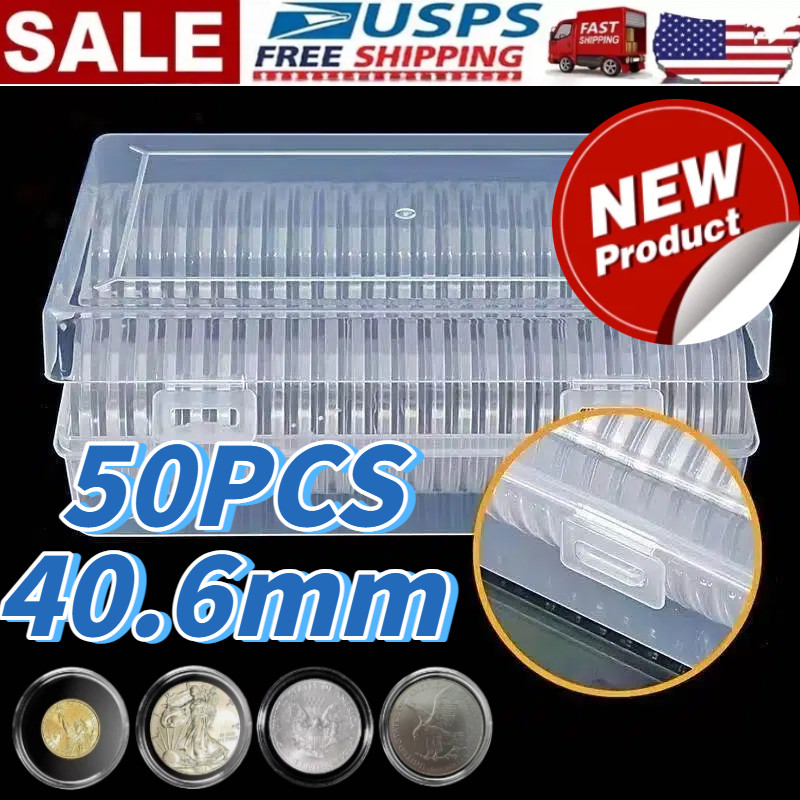 50Pcs Direct Fit Airtight 40.6mm American Silver Eagle 1Oz Coin Holders Capsules 50Pcs Direct Fit Airtight 40.6mm American Silver Eagle 1Oz Coin Holders Capsules