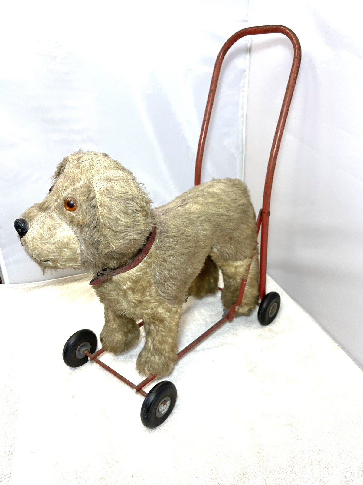 Vintage Pedigree Soft Toys Plush Dog on Wheels Made in Ireland
