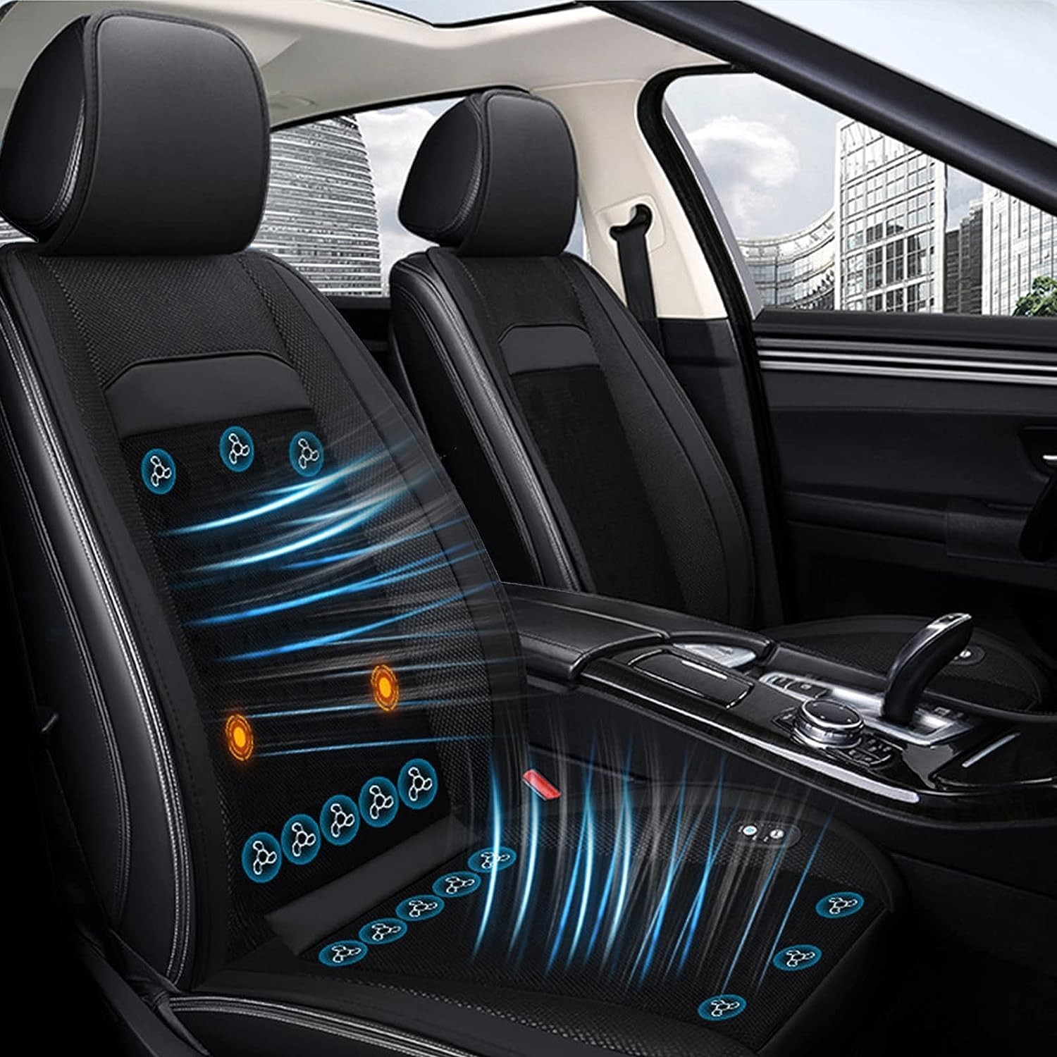Cooling Seat Cover 16 Fans 12V Ventilated Universal Black