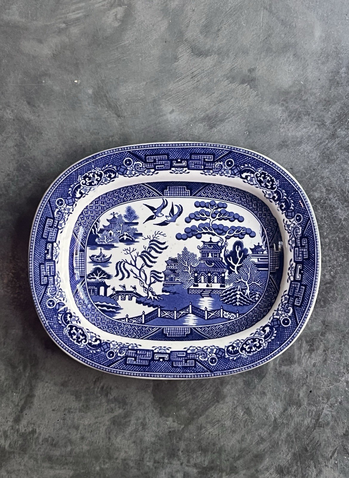 Antique William Alsager Adderley Blue Willow Stoneware Platter England 1875-1885