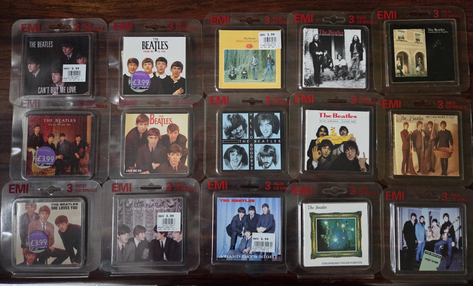 The Beatles 15 x 3 Inch CD Singles 1988 EMI Mini CD Set + Blister Packs
