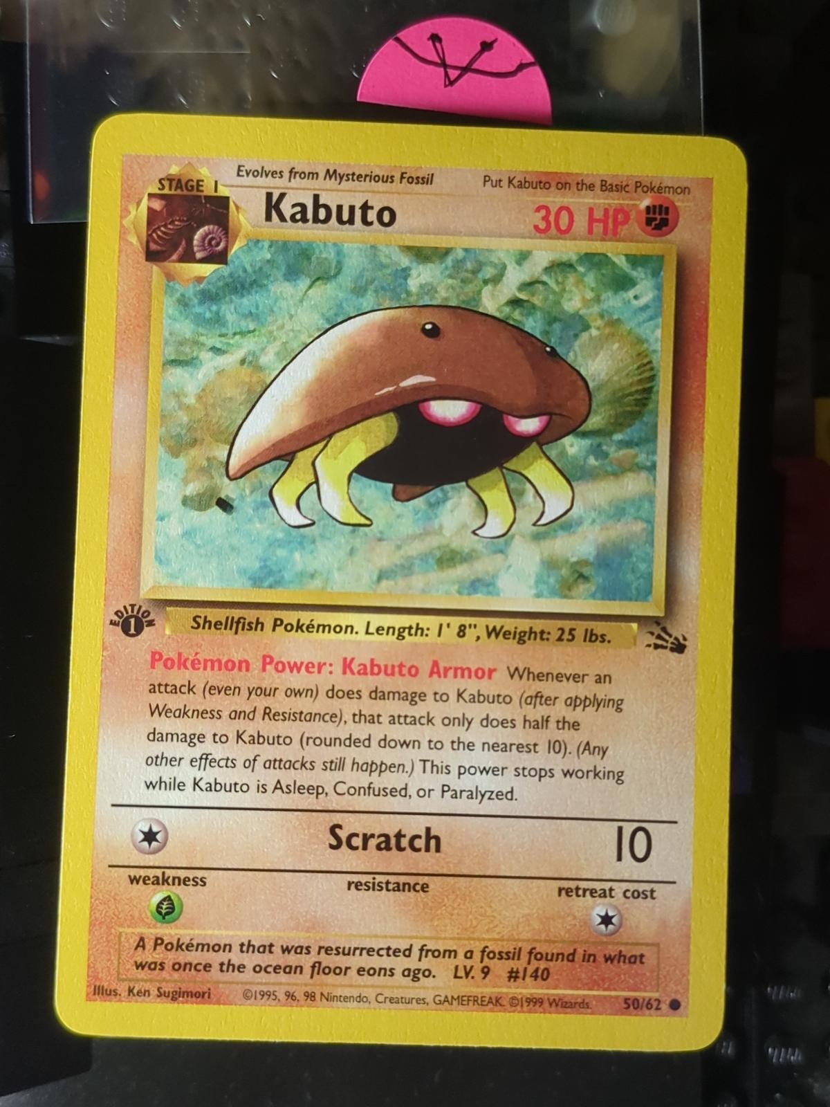 Kabuto 50/62 Common Fossil Pokemon 1st Edition Near Mint