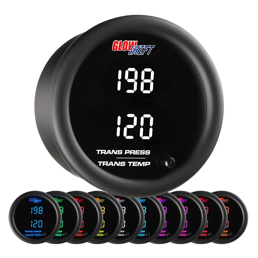 GlowShift Dual Digital Transmission Temp & Trans Pressure Gauge Kit w/ Sensor